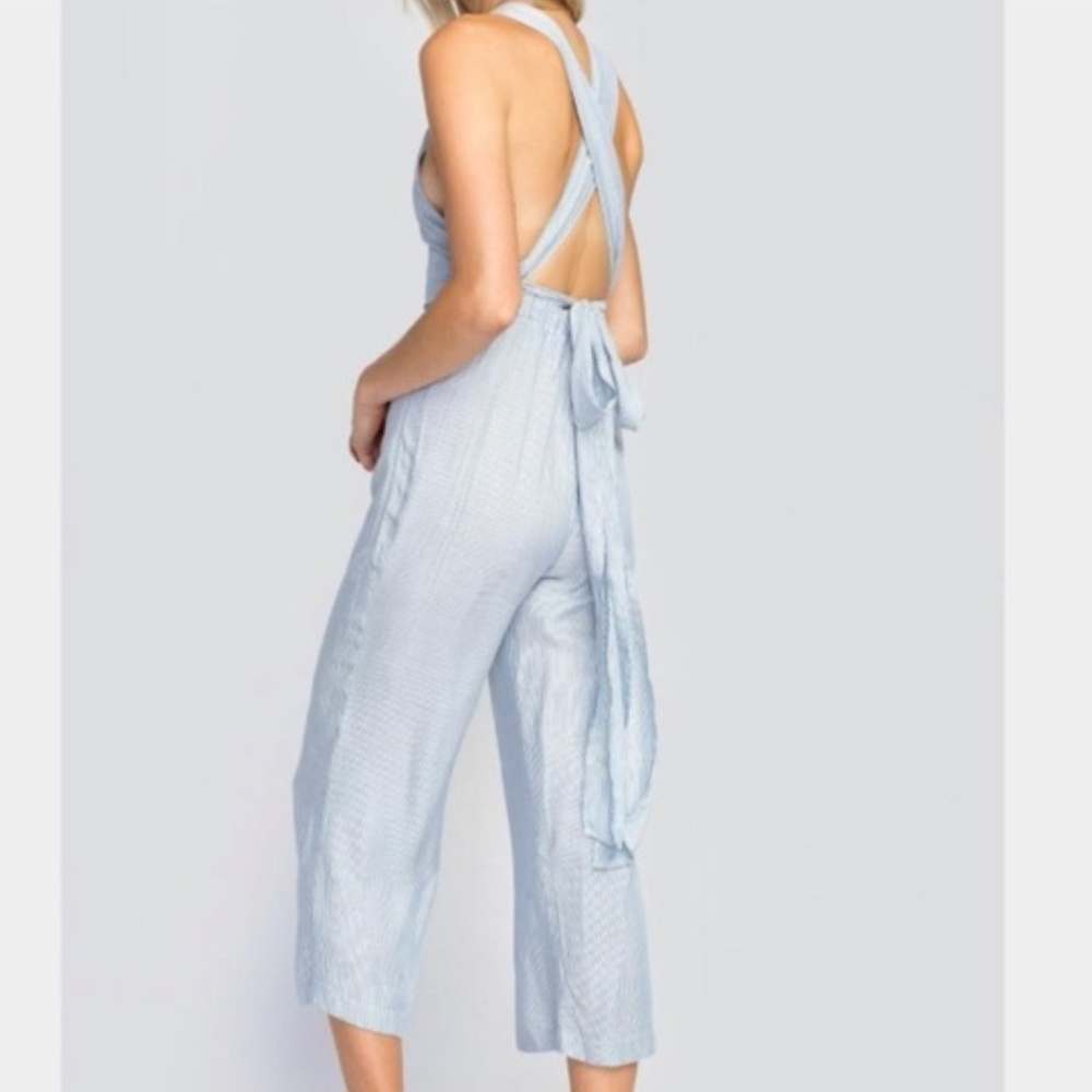 Wildfox Stripe Chambray Gene Romper Jumpsuit - Picture 3 of 6